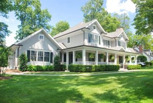 Colonial home design with front porch in Rye NY
