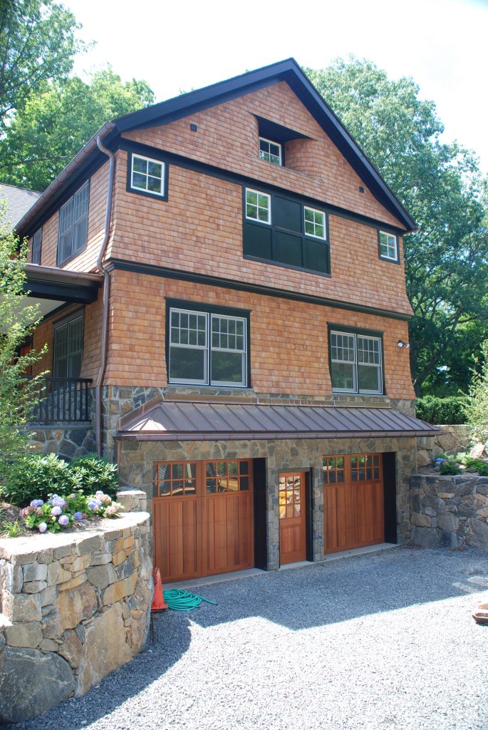shingle home garage in rye ny by demotte architects