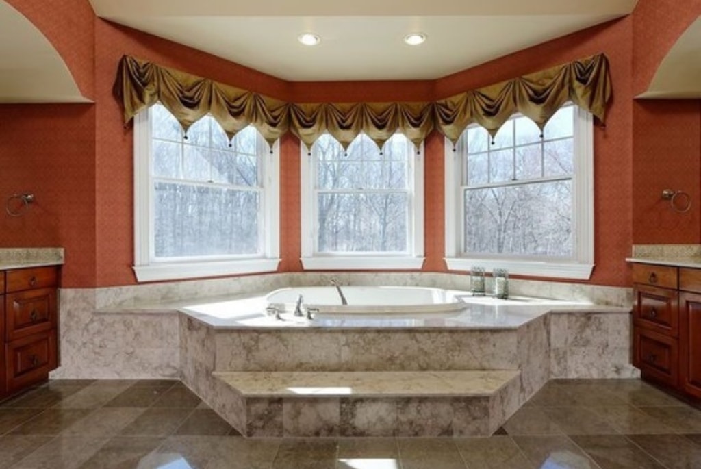 Master bath in shingle style home