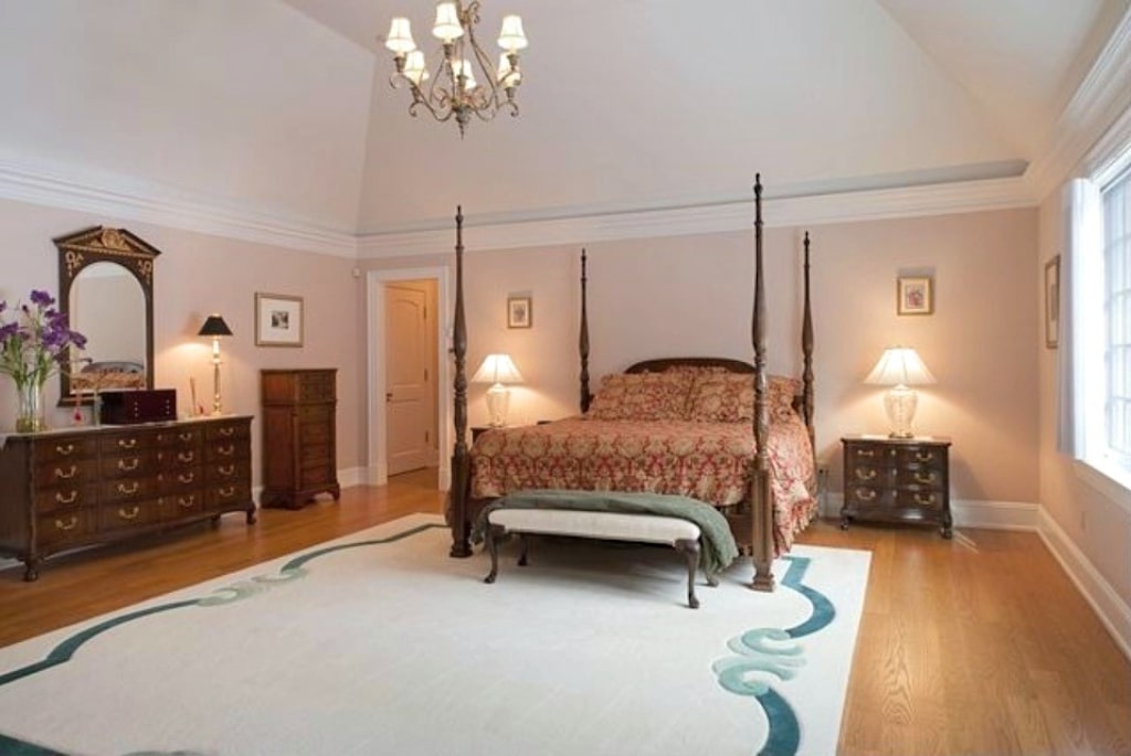 Master bedroom in French Country home in NY
