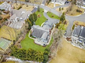 Rye NY Colonial addition remodel aerial view shown