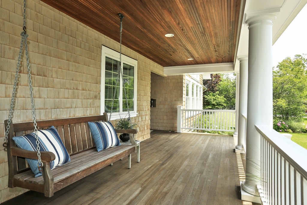 Rye NY home design front porch by DeMotte Architects