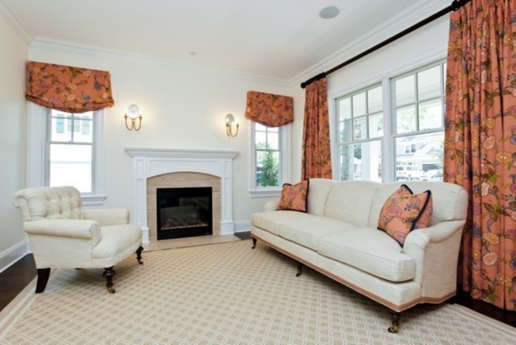 Traditional living room in Rye NY custom Colonial