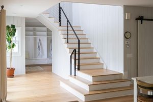 Connecticut modern farmhouse entry and stairs