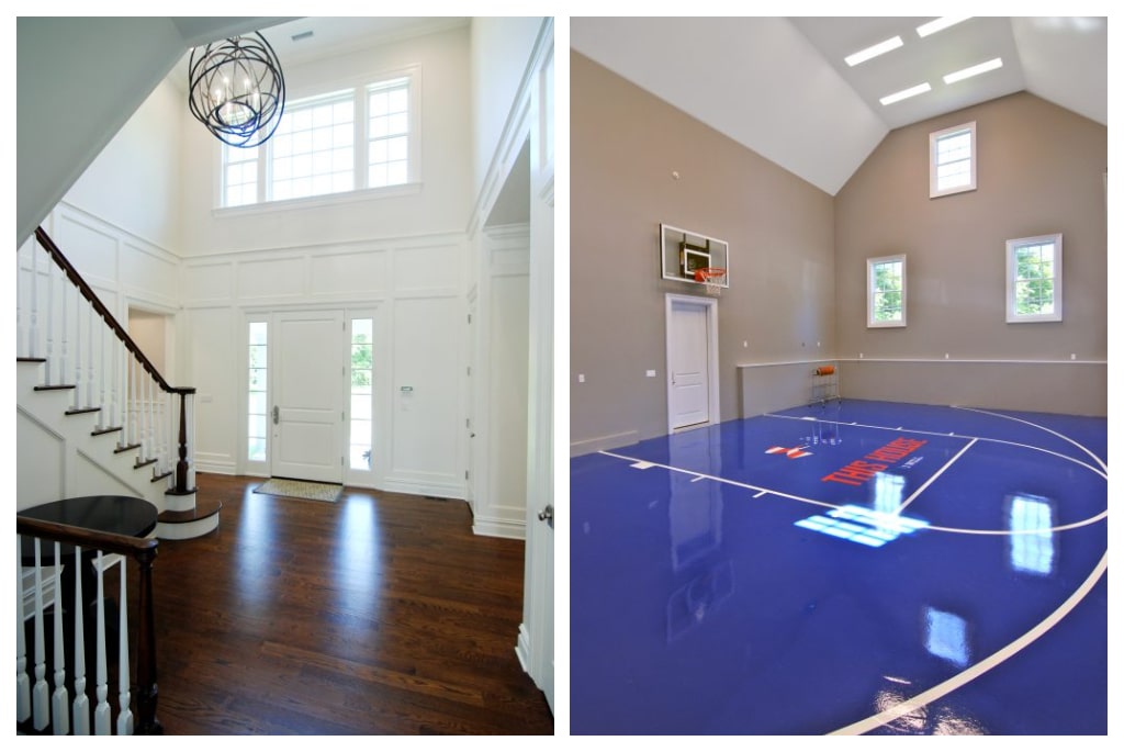 Custom home in Scarsdale NY with high ceilings and indoor basketball court