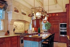 Elegant country style kitchen in Rye NY after addition by DeMotte Architects