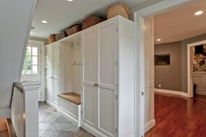 Mudroom entry design in NY home remodel by DeMotte Architects