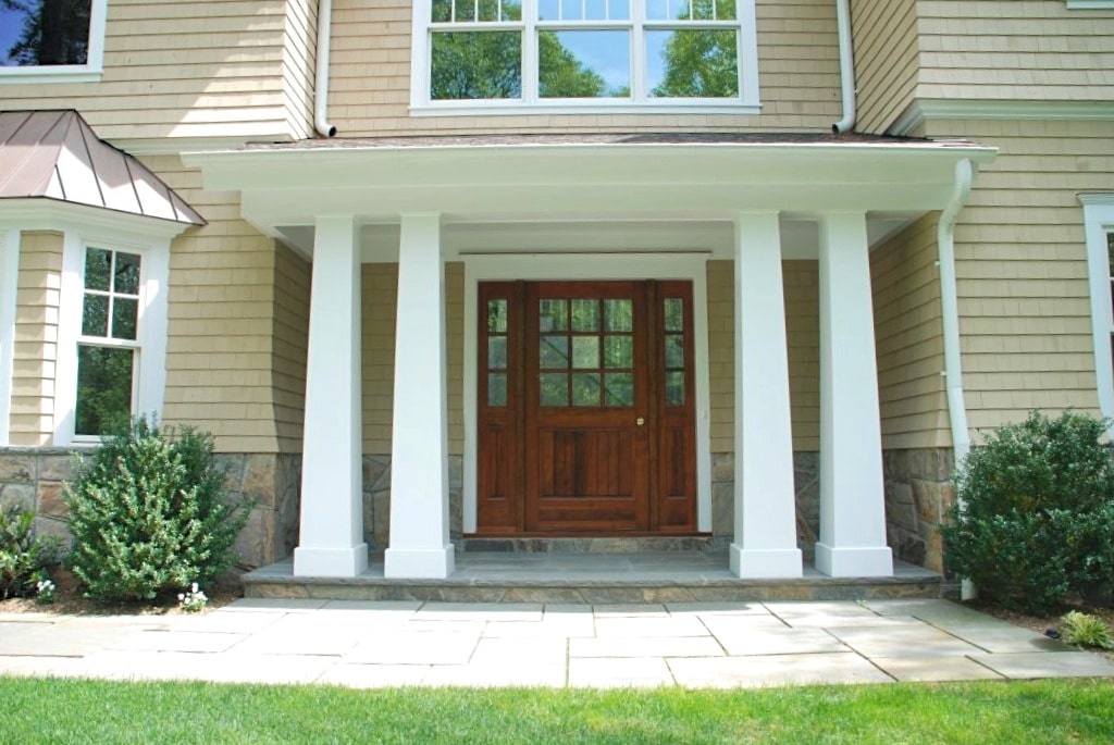 Scarsdale NY shingle home design front door