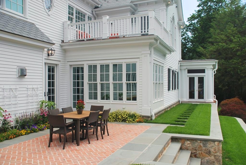 Westport CT Colonial by DeMotte Architects patio shown