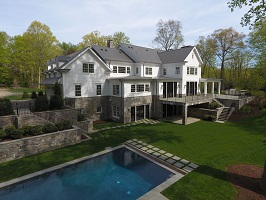 backyard and pool of greenwich ct house