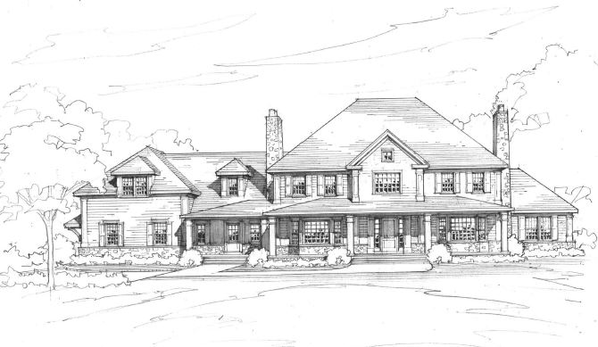 greenwich ct colonial home rendering by demotte architects